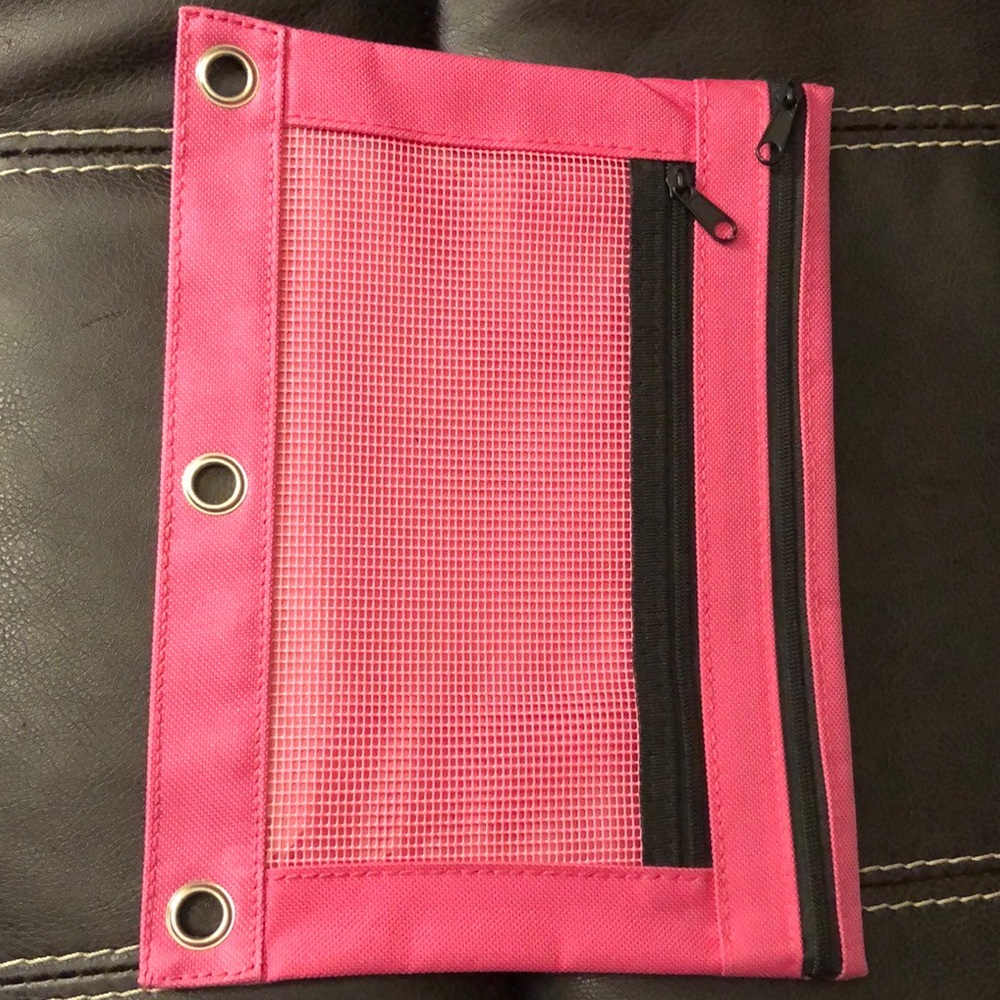 Pink Double Zipper Pencil Pouch